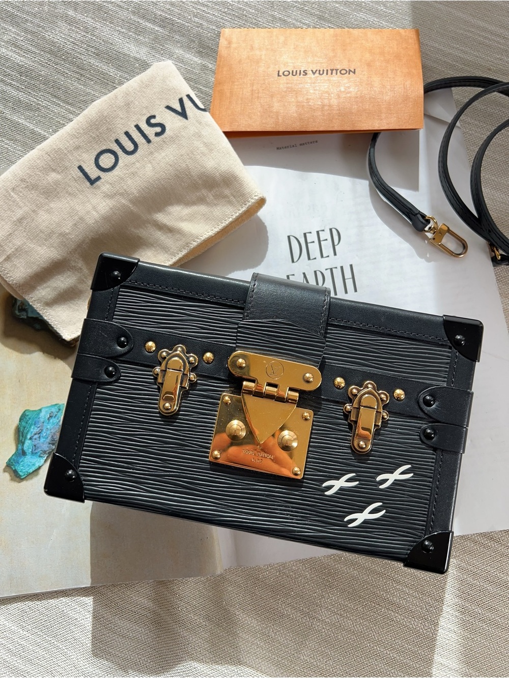 LOUIS VUITTON PETITE MALLE BAG BLACK EPI LEATHER